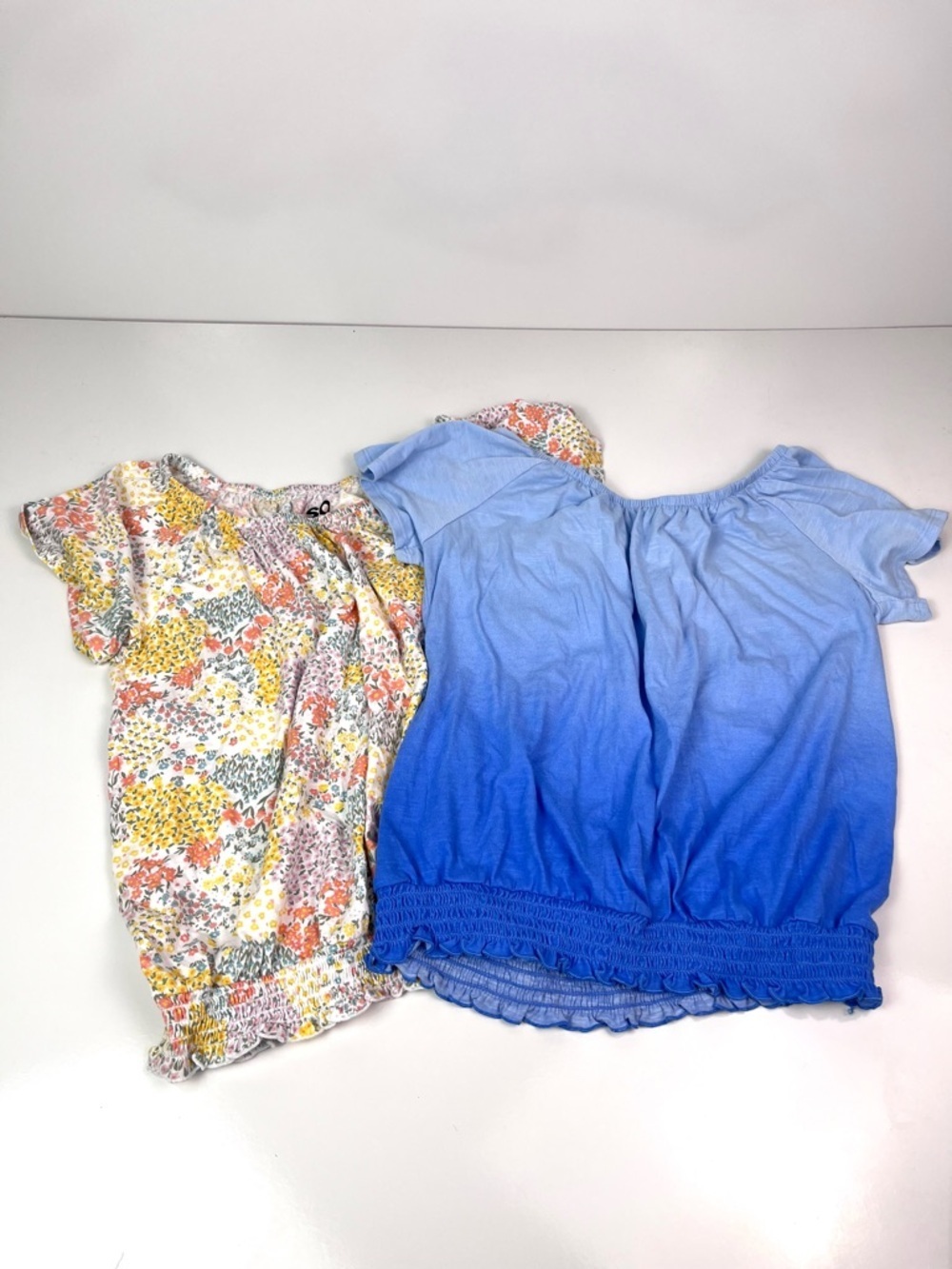 SO Kids Girls Bundle of 2 Peasant Puff Sleeve Short Sleeve Top Sz XL 14-16